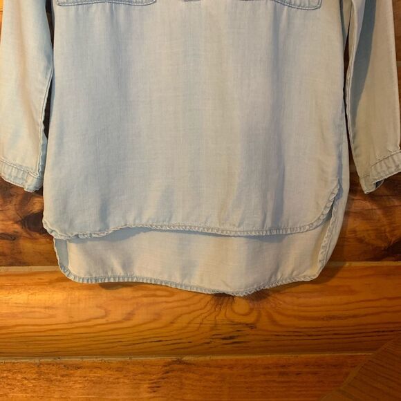 Anthropologie | Cloth & Stone Chambray Button Down Cuffed Sleeve Top XSm… - Picture 8 of 10